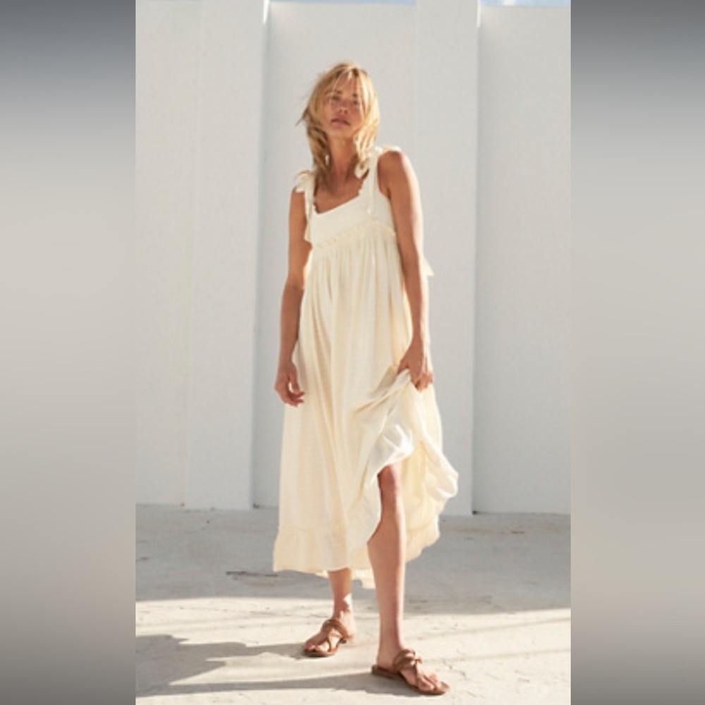 Free People Cream One Shoulder Dress